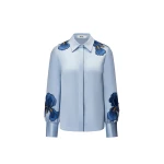 JW PEI Iris Embroidered Collared Long Sleeve Shirt