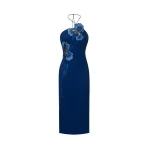 JW PEI Iris Embroidered Halter Midi Dress