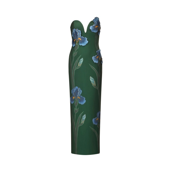JW PEI Iris Embroidered Notch Neck Strapless Maxi Dress