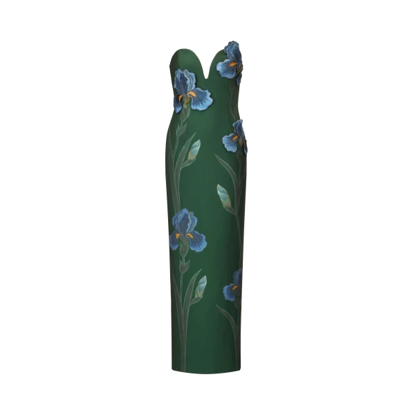 JW PEI Iris Embroidered Notch Neck Strapless Maxi Dress