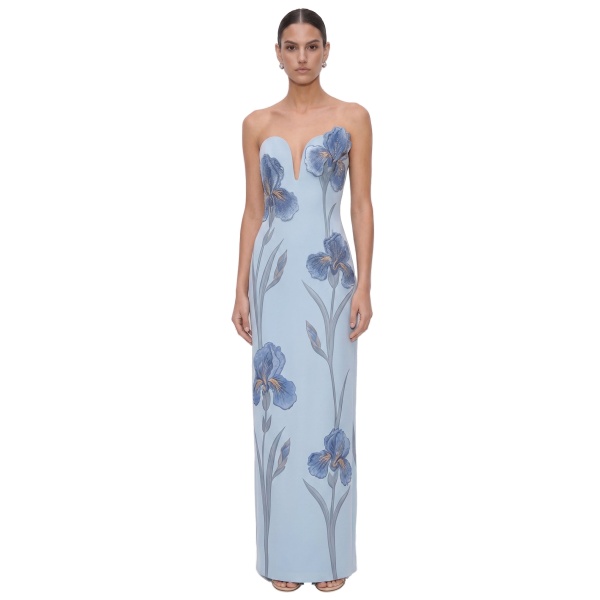 JW PEI Iris Embroidered Notch Neck Strapless Maxi Dress