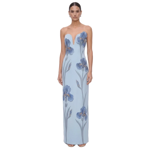 JW PEI Iris Embroidered Notch Neck Strapless Maxi Dress