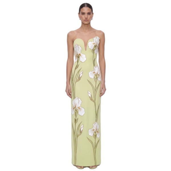 JW PEI Iris Embroidered Notch Neck Strapless Maxi Dress