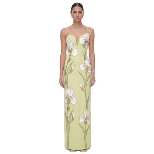 JW PEI Iris Embroidered Notch Neck Strapless Maxi Dress