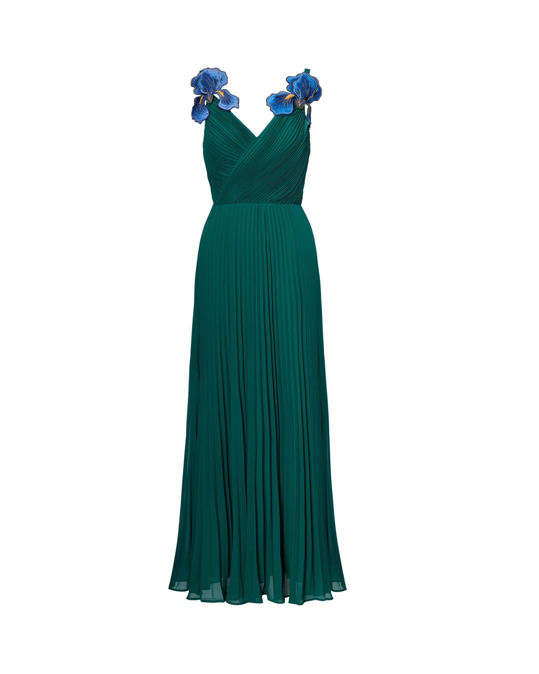 JW PEI maxi dress | Los Angeles Vegan Fashion Dresses | Luxury Shoes JW PEI Iris Embroidered Pleated V-Neck Maxi Dress