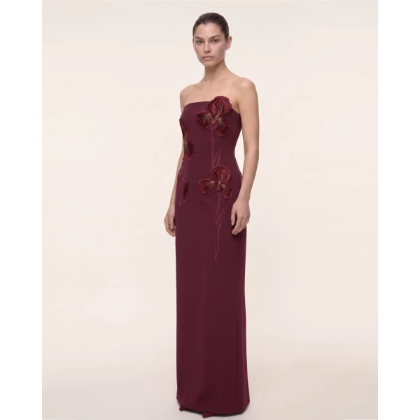 JW PEI Iris Embroidered Strapless Maxi Dress