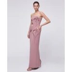JW PEI Iris Embroidered Strapless Maxi Dress