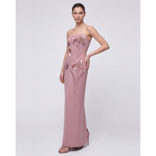 JW PEI Iris Embroidered Strapless Maxi Dress