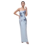 JW PEI Iris Embroidered Strapless Maxi Dress
