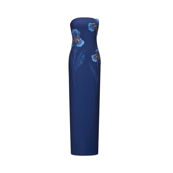 JW PEI Iris Embroidered Strapless Maxi Dress