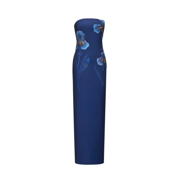 JW PEI Iris Embroidered Strapless Maxi Dress