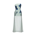 JW PEI Iris Embroidered Strapless Sheer Overlay Maxi Dress