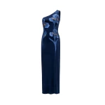 JW PEI Iris Embroidered Velvet One Shoulder Maxi Dress