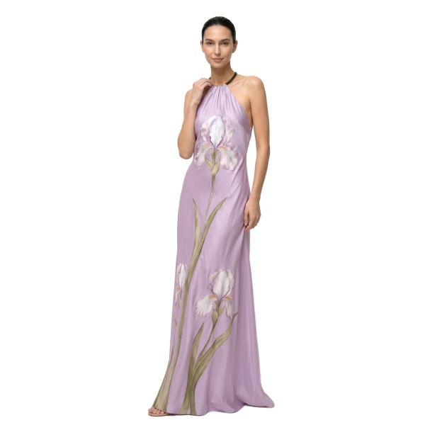 JW PEI Iris Floral Print Halter Maxi Dress