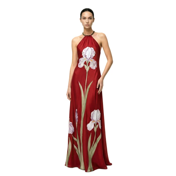 JW PEI Iris Floral Print Halter Maxi Dress