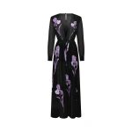 JW PEI Iris Floral Print Long-Sleeve Sheer Gown