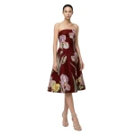 JW PEI Iris Floral Print Strapless A-Line Dress