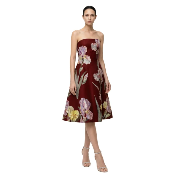 JW PEI Iris Floral Print Strapless A-Line Dress
