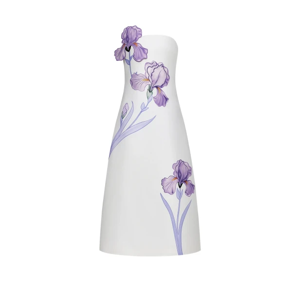 JW PEI Iris Floral Print Strapless A-Line Maxi Dress