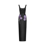 JW PEI Iris Floral-Print Strappy Corset Leather Maxi Dress