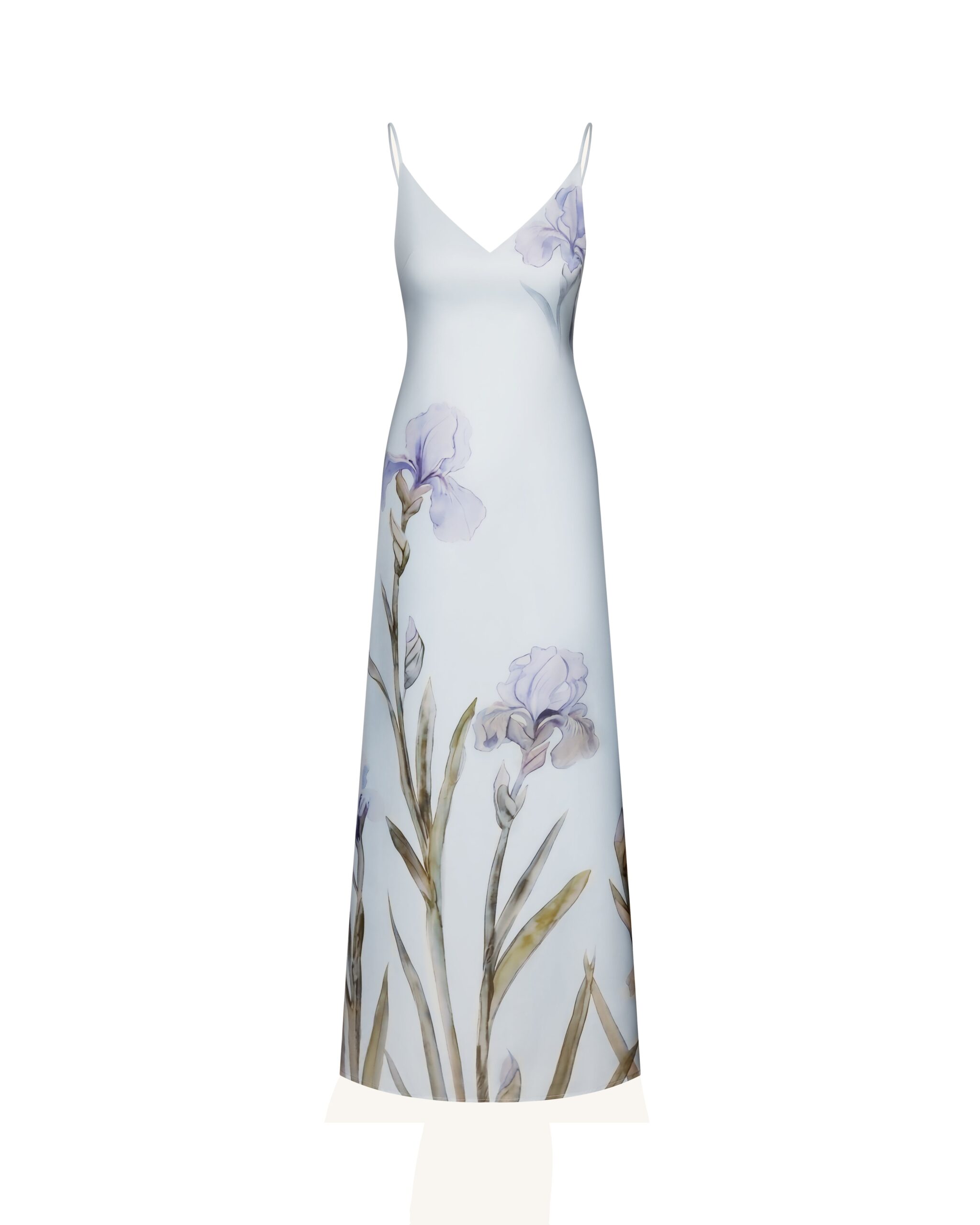 JW PEI gown | Los Angeles Vegan Fashion Dresses | Luxury Shoes JW PEI Iris Motif Satin Slip Gown
