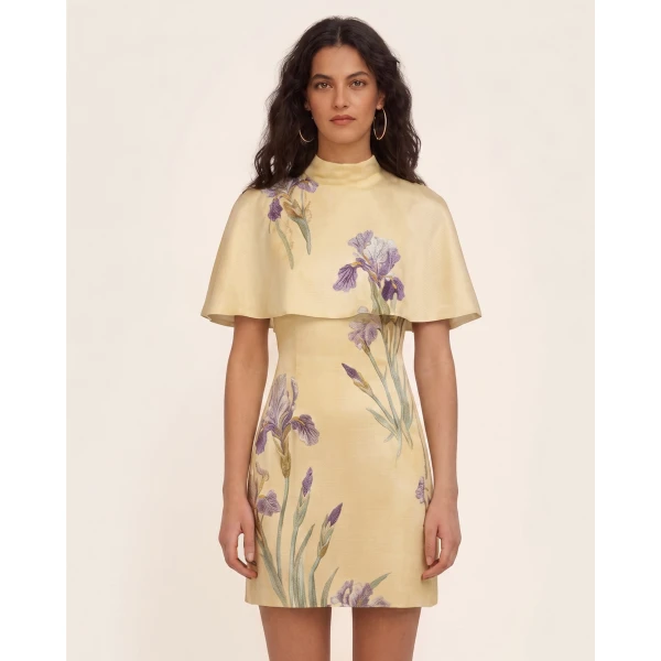 JW PEI Iris Print Cape Overlay Mini Dress