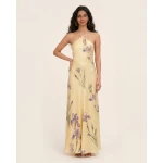 JW PEI Iris Print Cross-Halter Open-Back Maxi Dress