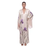 JW PEI Iris Print Fringe Sleeve V-Neck Maxi Dress