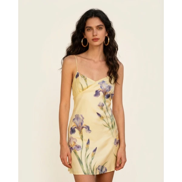 JW PEI Iris Print Satin Slip Mini Dress