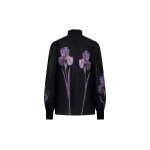 JW PEI Iris Print Sheer High Neck Blouse