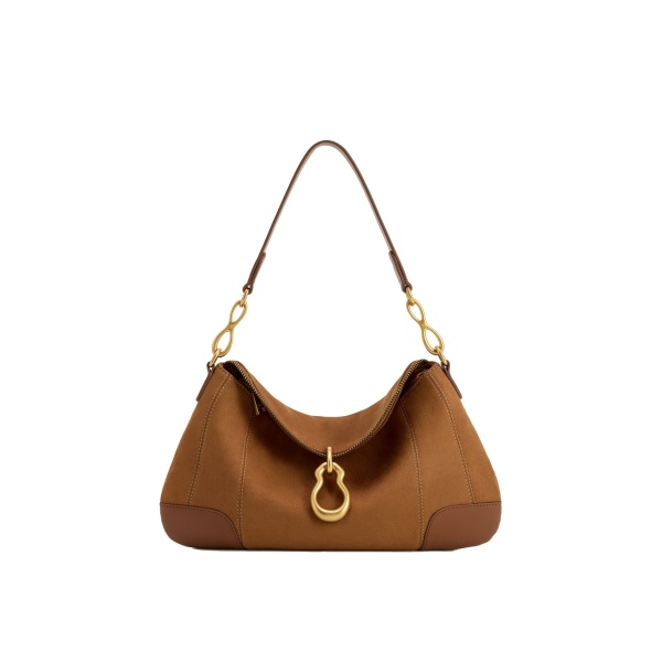 JW PEI Jayla Faux Suede Metal Pendant Embellished Shoulder Bag in Brown