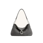 JW PEI Jayla Faux Suede Metal Pendant Embellished Shoulder Bag in Dark Grey