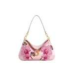 JW PEI Jayla Metal Pendant Embellished Orchid Embroidered Shoulder Bag in Pink