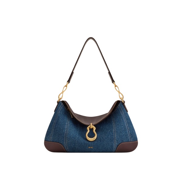 JW PEI Jayla Metal Pendant Embellished Shoulder Bag in Blue Denim