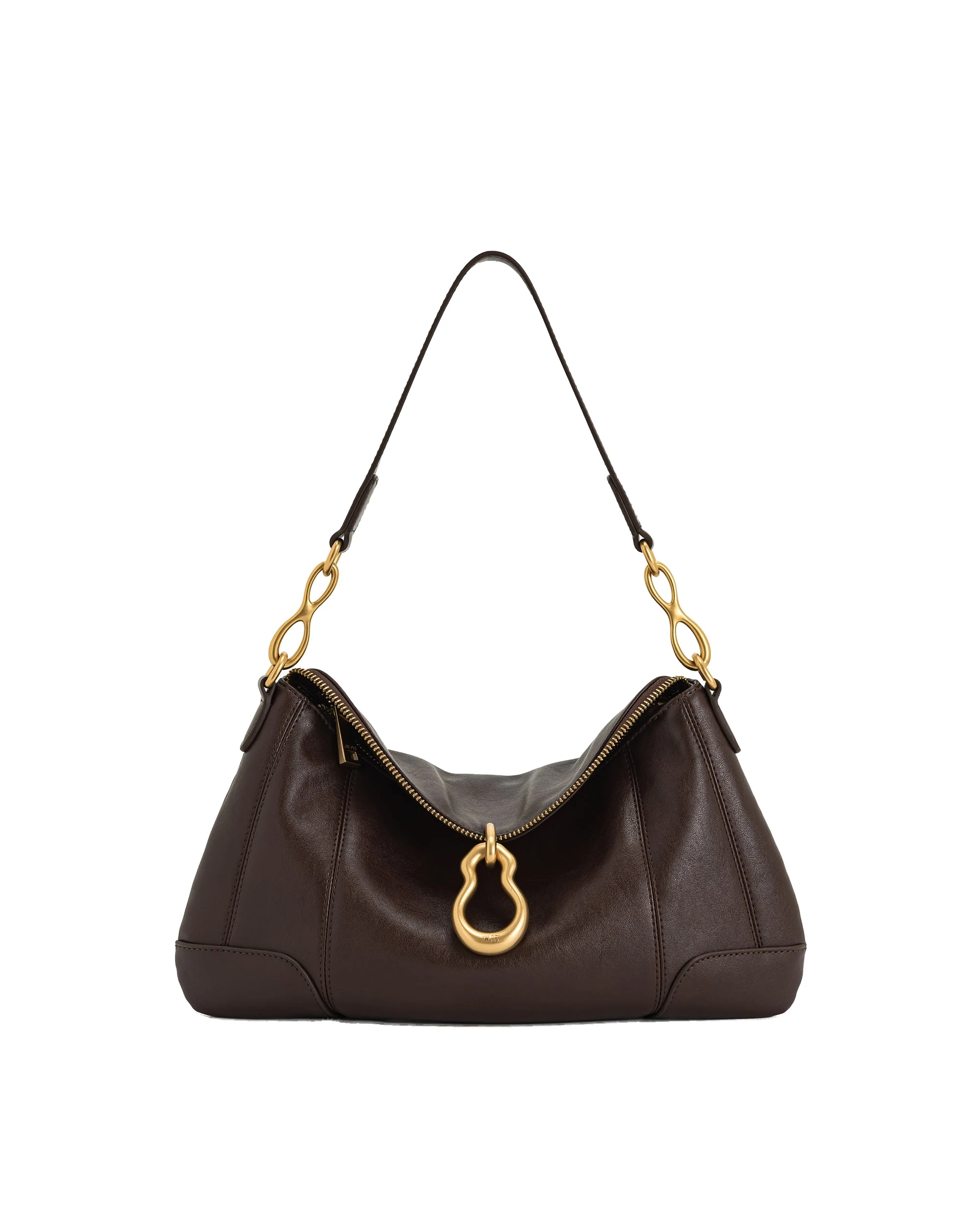 JW PEI Jayla Metal Pendant Embellished Shoulder Bag in Dark Brown | Shoulder & Crossbody Bags | Luxury Shoes JW PEI Jayla Metal Pendant Embellished Shoulder Bag in Dark Brown