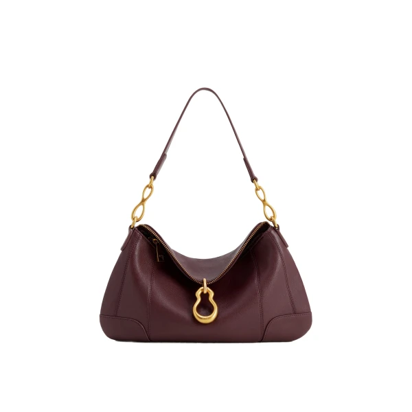 JW PEI Jayla Metal Pendant Embellished Shoulder Bag in Deep Burgundy