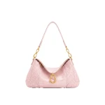 JW PEI Jayla Metal Pendant Embellished Shoulder Bag in Pink Croc