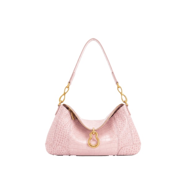 JW PEI Jayla Metal Pendant Embellished Shoulder Bag in Pink Croc