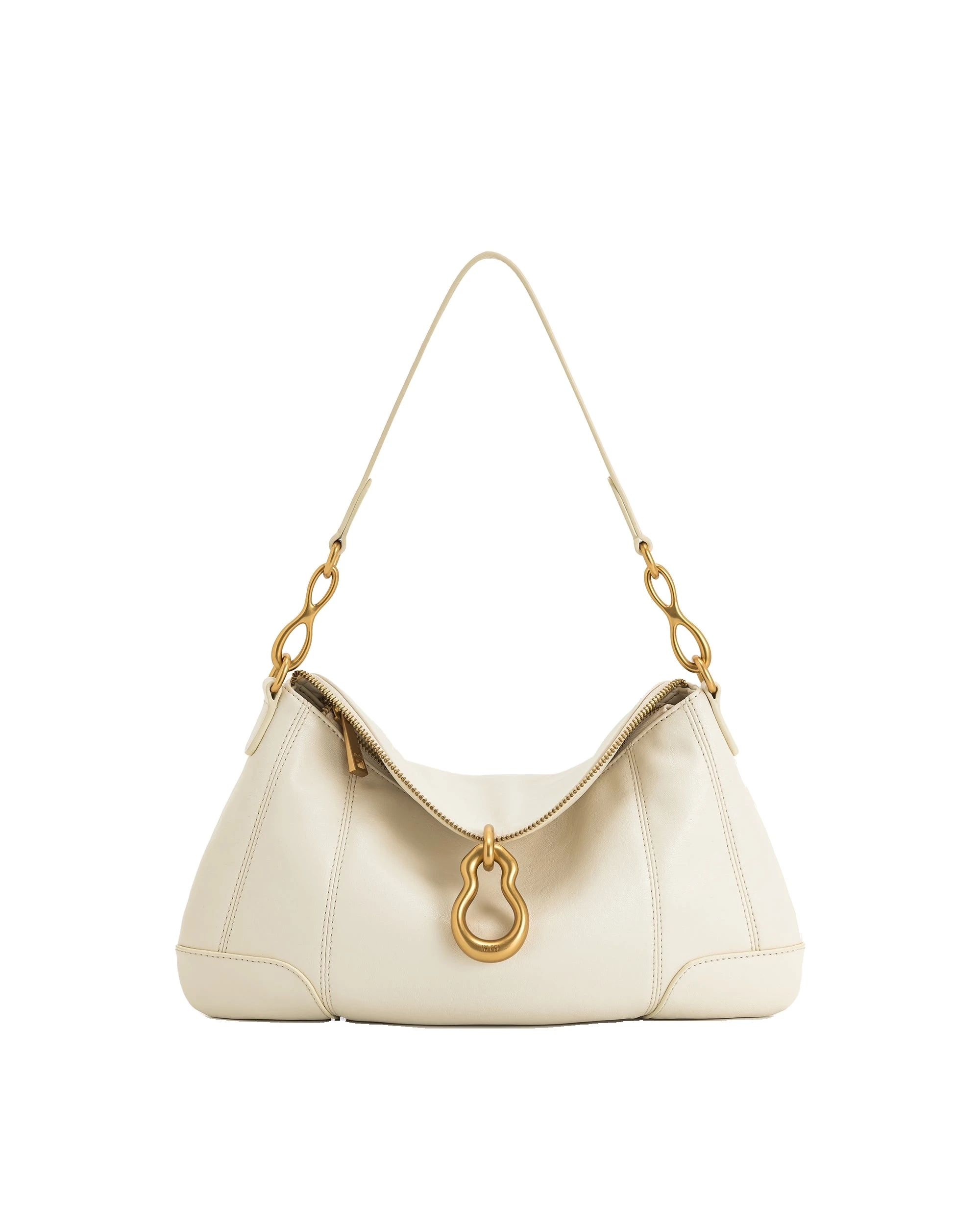 JW PEI Jayla Metal Pendant Embellished Shoulder Bag in White | Shoulder & Crossbody Bags | Luxury Shoes JW PEI Jayla Metal Pendant Embellished Shoulder Bag in White
