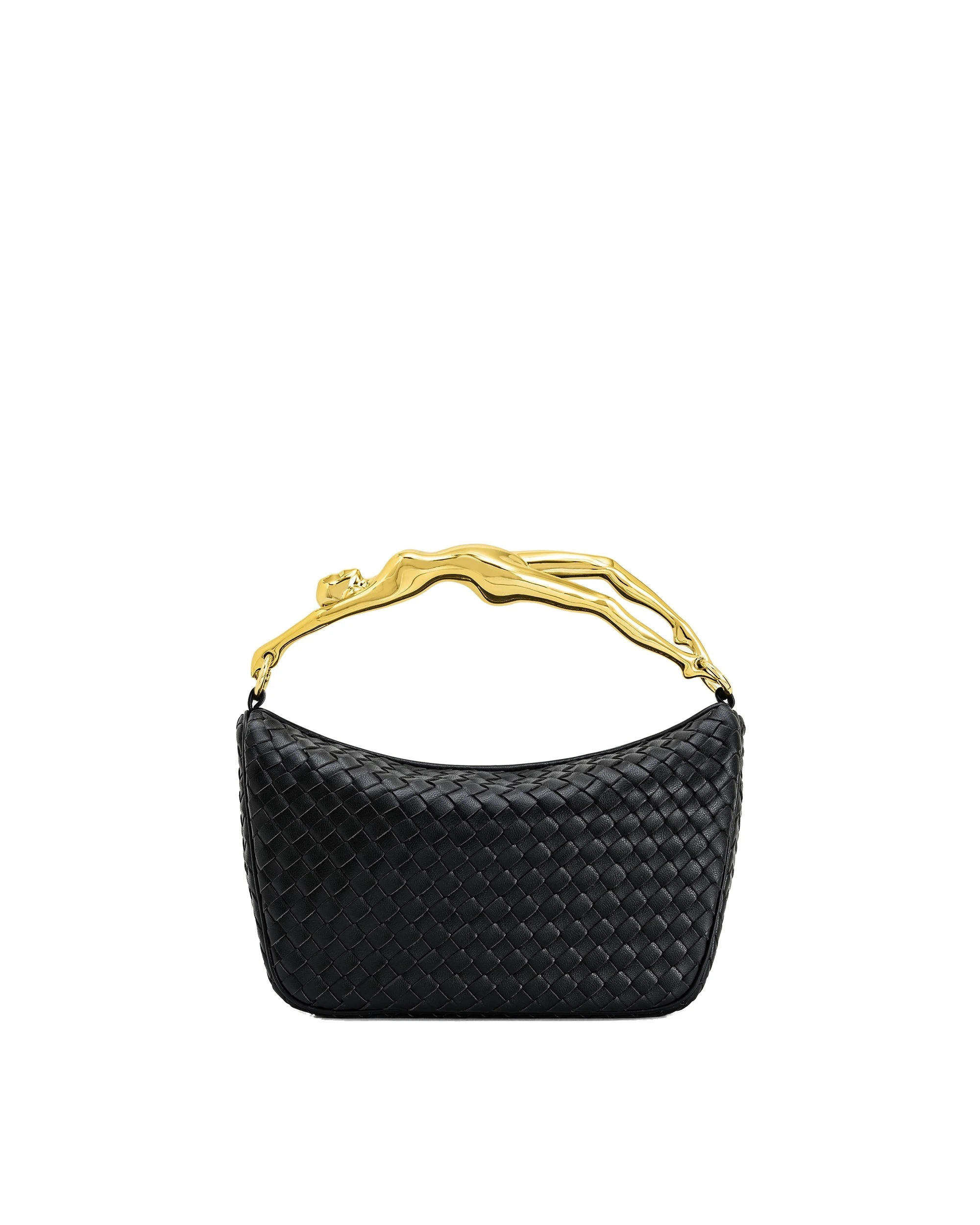 JW PEI Jenny Woven Human-shaped Handle Handbag in Black | Totes & Top-Handle Bags | Luxury Shoes JW PEI Jenny Woven Human-shaped Handle Handbag in Black