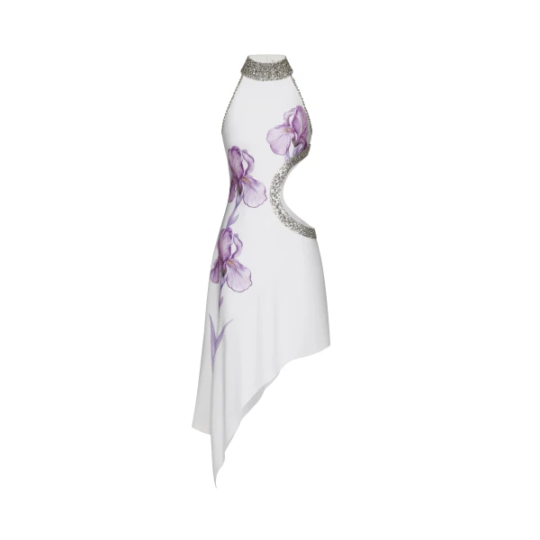 JW PEI Jeweled Floral Cutout High Neck Dress
