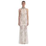 JW PEI Jeweled Lace Halter Dress