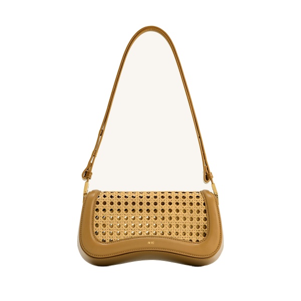JW PEI Joy Faux Bamboo Woven Shoulder Bag in Brown