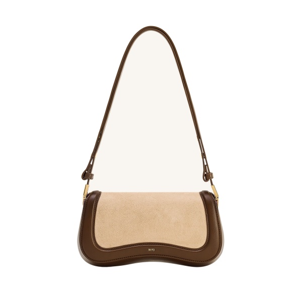 JW PEI Joy Faux Suede Shoulder Bag in Khaki Brown