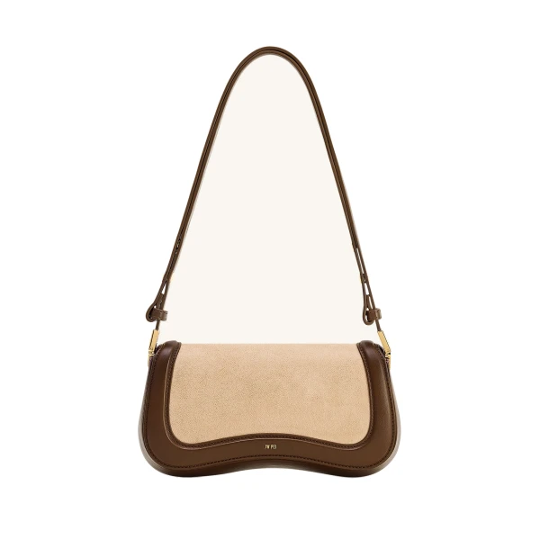 JW PEI Joy Faux Suede Shoulder Bag in Khaki Brown
