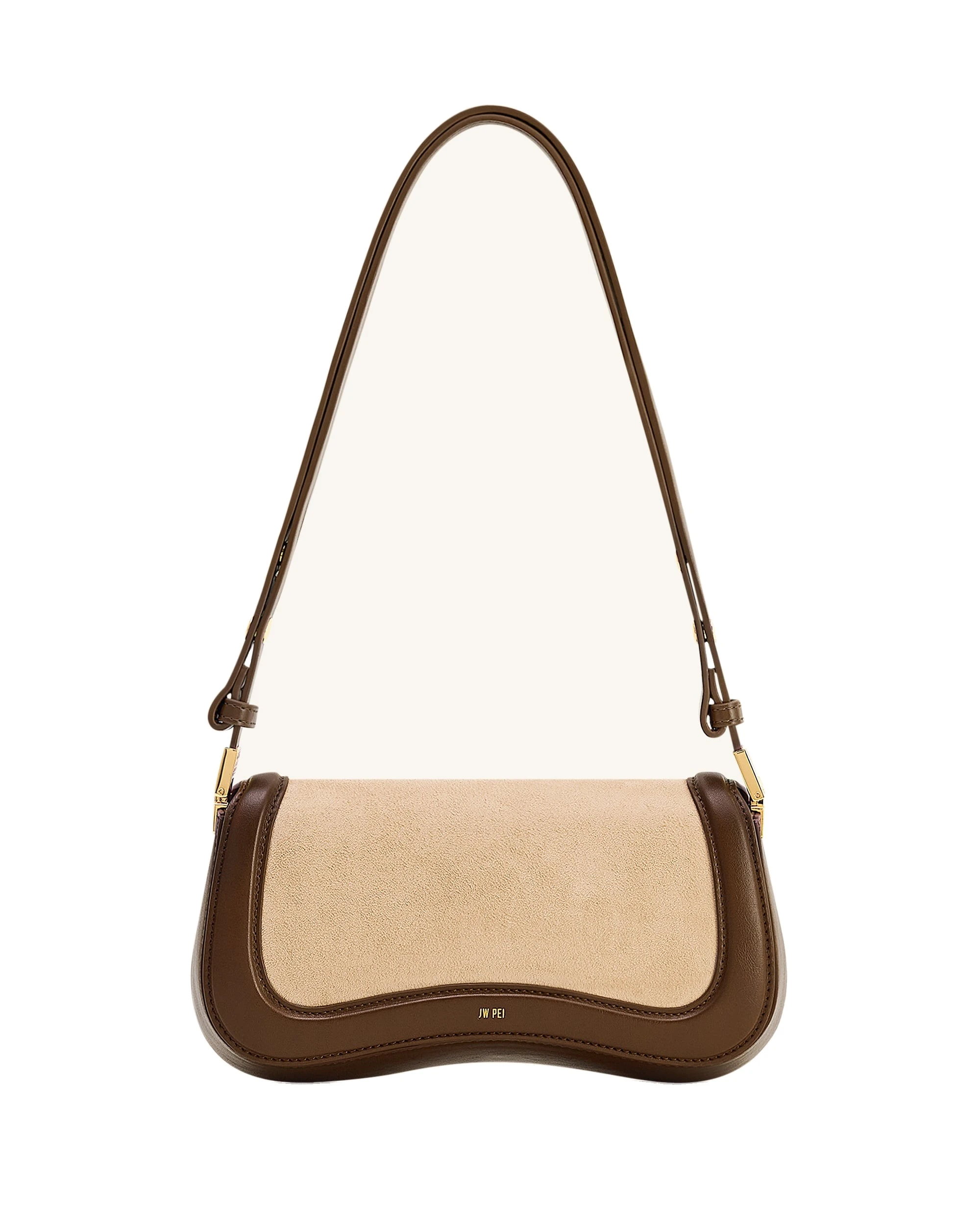 JW PEI Joy Faux Suede Shoulder Bag in Khaki Brown | Shoulder & Crossbody Bags | Luxury Shoes JW PEI Joy Faux Suede Shoulder Bag in Khaki Brown
