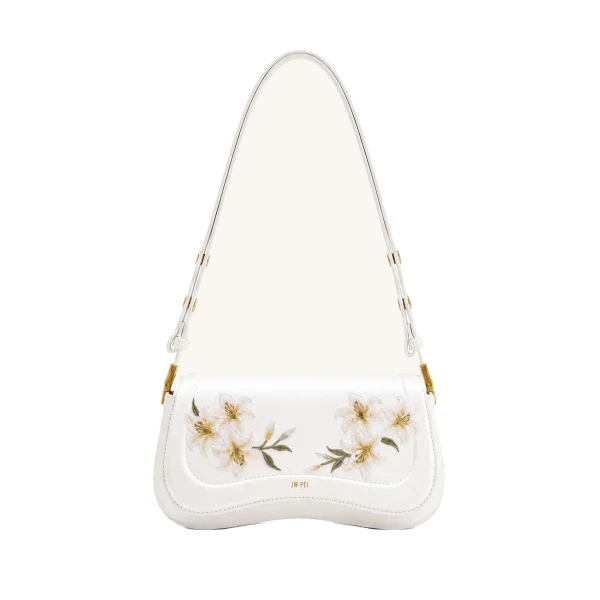 JW PEI Joy Lily Embroidery Shoulder Bag in White