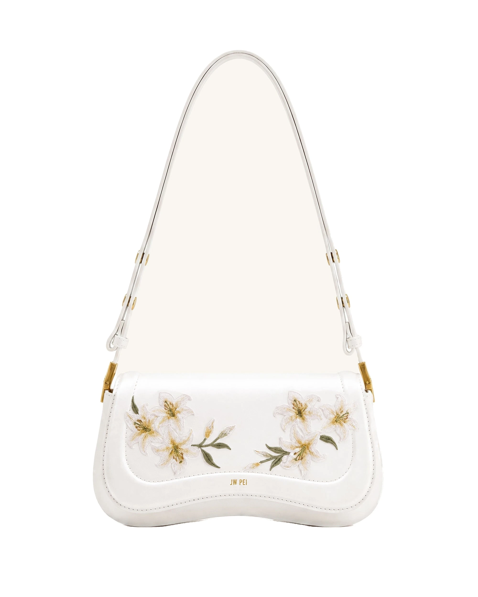 JW PEI Joy Lily Embroidery Shoulder Bag in White | Shoulder & Crossbody Bags | Luxury Shoes JW PEI Joy Lily Embroidery Shoulder Bag in White