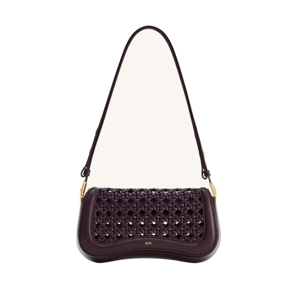 JW PEI Joy Woven Shoulder Bag in Dark Red