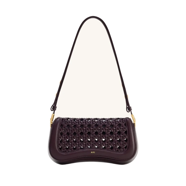 Joy Woven Shoulder Bag in Dark Red